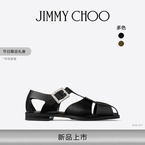 JIMMY CHOO/MEADOW SANDAL男士光面皮革凉鞋
