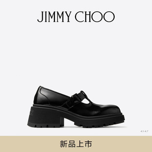 黑色抛光牛皮革乐福鞋 JIMMY 女士 FLAT CHOO IXEN