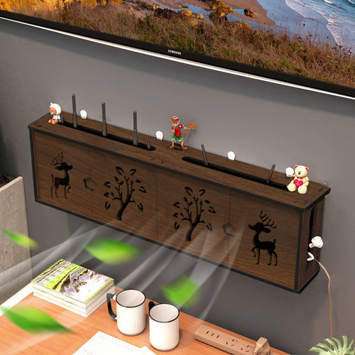 胡桃色路由器收纳盒隔热材质