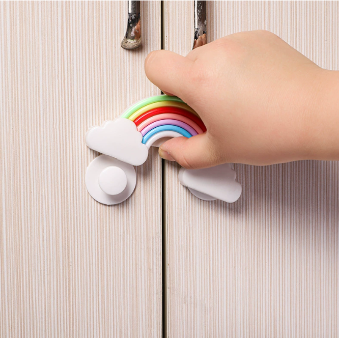 彩虹儿童安全抽屉锁扣免打孔卡扣柜子冰箱锁宝宝抽屉锁婴儿防护锁