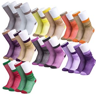 拼色薄透银丝袜中筒袜夏季 堆堆袜糖果色女潮袜ins风 袜ins时尚