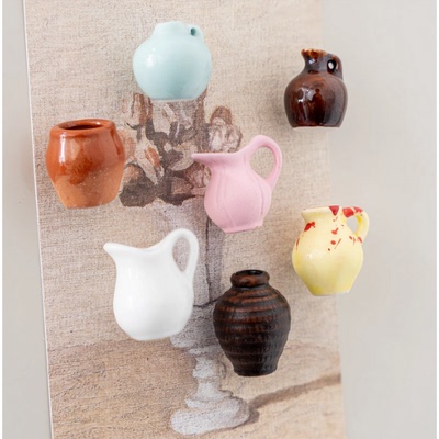 中国风陶瓷插花磁性冰箱贴立体迷你花瓶装饰贴吸铁石创意强力磁贴