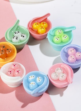 卡通食玩动物小汤圆树脂DIY配件盲盒桌面装饰过家家创意手工摆件