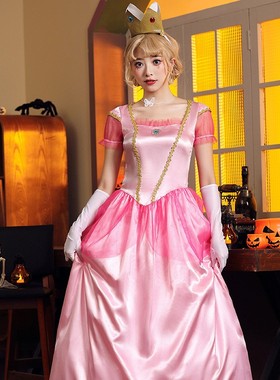 万圣节扮演服马里奥桃子公主连衣裙成人碧琪公主裙粉色六一连衣裙