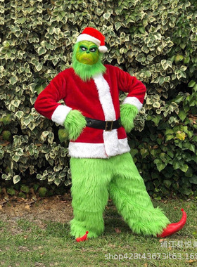 圣诞节服装cosplay衣服圣诞老人怪杰绿毛怪格林奇表演服现货