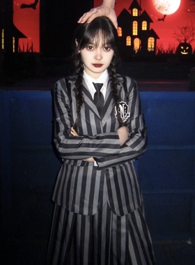 万圣节星期三cos服亚当斯校服亚当斯一家连衣裙公主裙服装