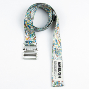 新款 印花字母皮带 3.2cm眼镜蛇插扣帆布腰带潮流嘻哈腰果花ins个性