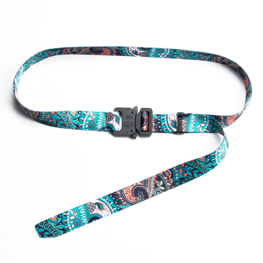 2.5cm腰果花帆布腰带细窄款学生印花潮流ins风眼镜蛇卡扣皮带嘻哈