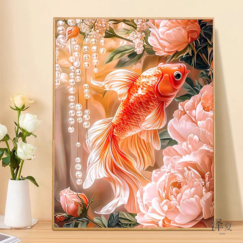 玄关5d钻石画招财锦鲤满钻