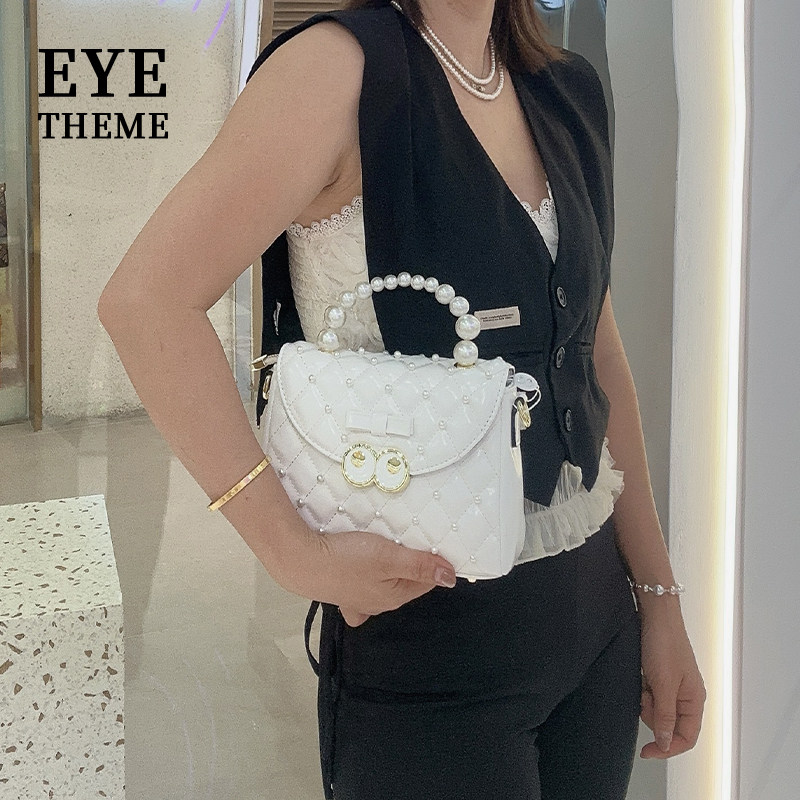 EYETHEME菱格珍珠手提包
