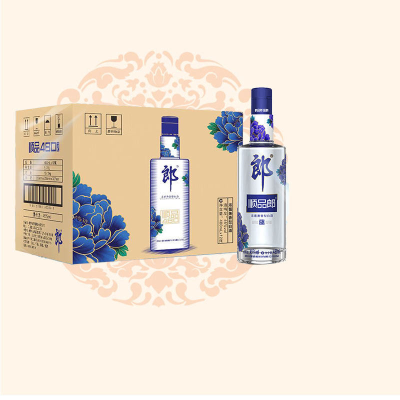 郎酒45度顺品郎480蓝款蓝顺480ml*12瓶整箱浓酱兼香型纯粮食白酒
