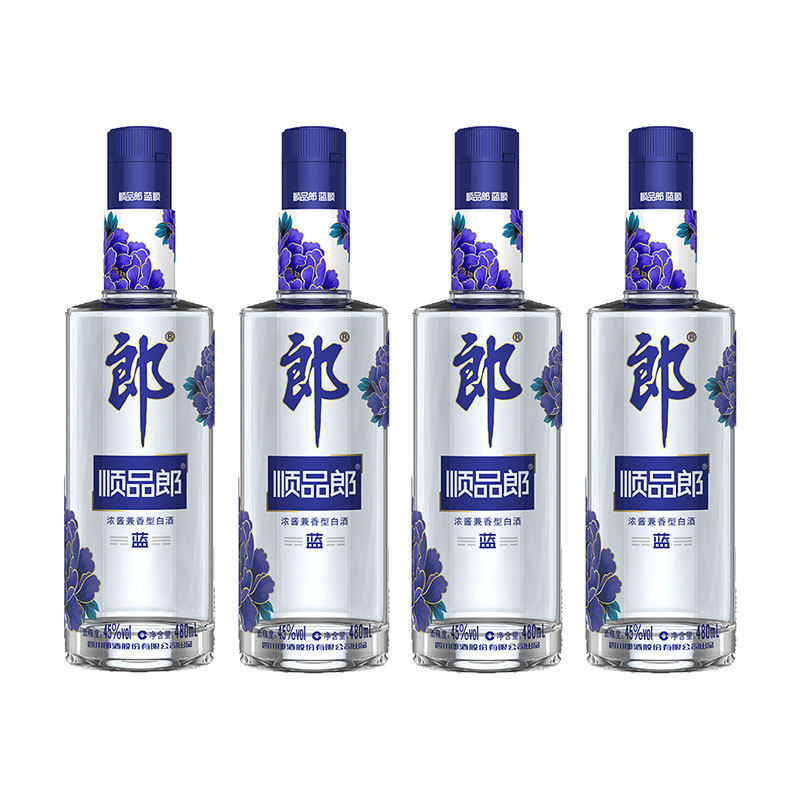 郎酒顺品郎480蓝款蓝顺480ml*4瓶45度浓酱兼香型光瓶白酒纯粮食酒