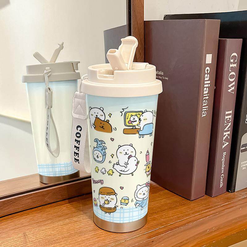 卡通可爱自嘲熊保温杯学生高颜值双饮大容量316不锈钢水杯咖啡杯,餐饮具,保冷/保温杯,淘宝优惠券,粉丝福利购,淘宝优惠卷