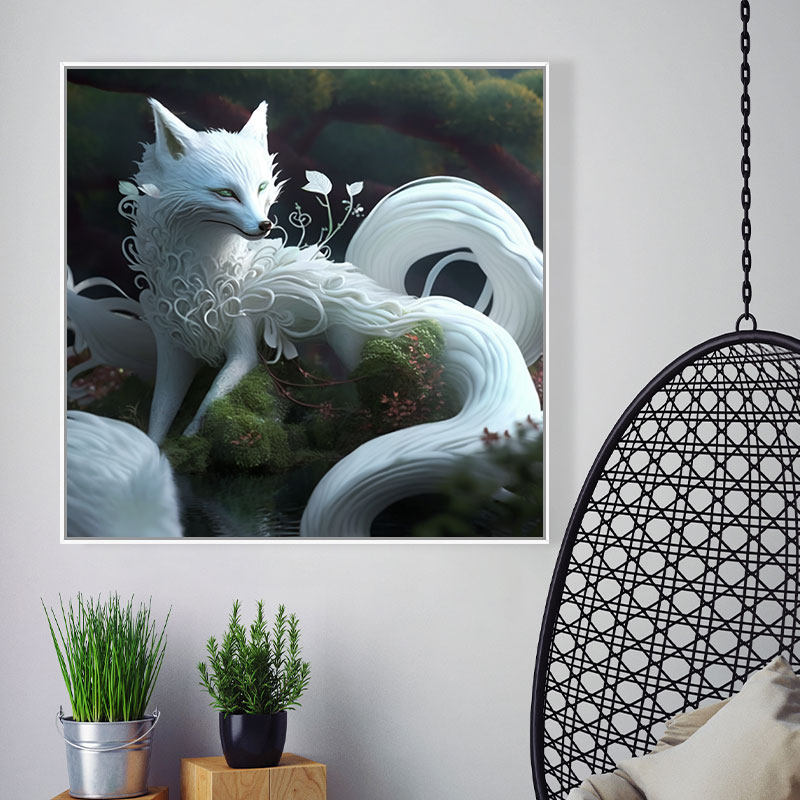 数字油画diy九尾白狐减压填色画卧室装饰画手绘动漫手工油彩画