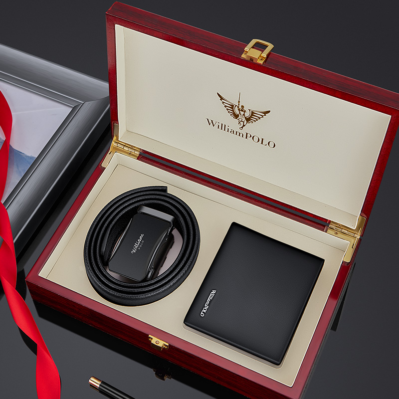 英皇保罗男士真皮腰带钱包套装