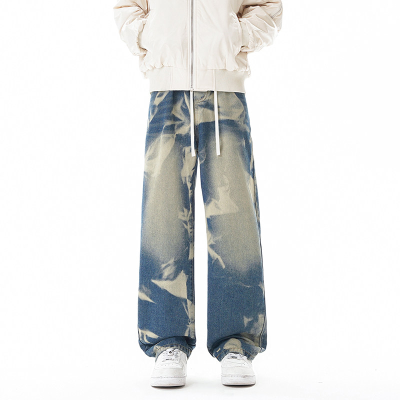 1997邮政局东京衣柜男装0123start早起工作室宽松扎染直筒牛仔裤