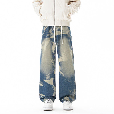 1997邮政局东京衣柜男装0123start早起工作室宽松扎染直筒牛仔裤