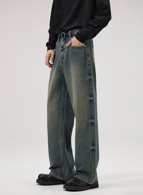 1997邮政局旋律风车nans男装悟空有货逼格工作室宽松直筒牛仔裤