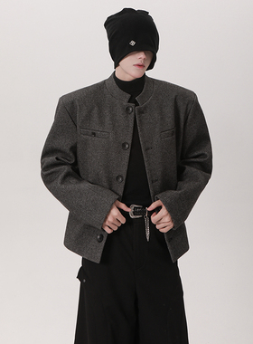 1997邮政局nans男装十九秋工作室阿茶与阿古垫肩设计立领西装外套