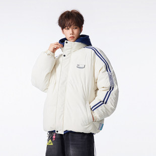 1997邮政局吕小虎早起工作室方少潮牌男装假两件连帽宽松加厚棉衣