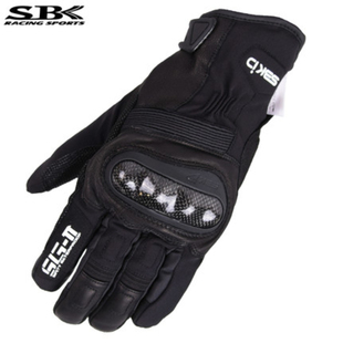SBK新款黑色防水摩托车手套骑行机车电动触屏防寒保暖碳纤四季男