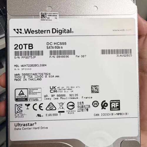请议价-WD Ultrastar DC HC555 20TB 3.5