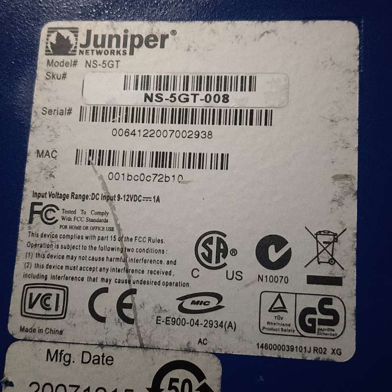 请议价-Juniper NS-5GT防火墙，工程剩余下来的，带电源适