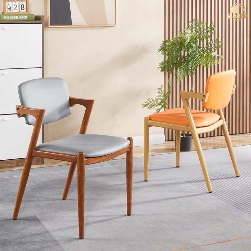 新中式餐椅家用靠背喝茶泡茶茶台椅仿实木复古饭店咖啡厅餐饮椅子