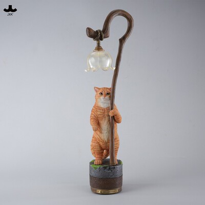 非现JXK铃兰映猫模型 仿真萌宠猫咪动物雕塑手办桌面GK树脂摆件