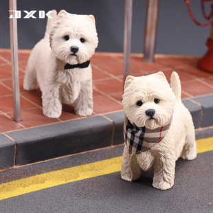 JXK108 1/6 西高地白梗犬仿真动物模型迷你狗狗可爱萌系潮玩摆件
