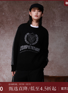 西町村屋复古提花杠条毛衣女秋冬新款学院风套头针织衫XA9D10368