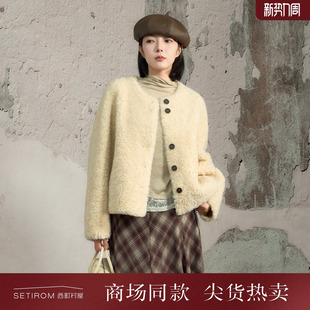 颗粒绒皮毛一体外套XHAD10228 新款 西町村屋韩系皮草女装 2025冬季