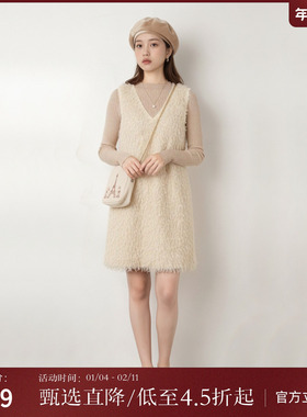 西町村屋氛围V领无袖连衣裙女装秋冬新款气质短款裙子XA9D10430