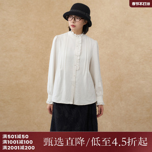 西町村屋复古风衬衫女装秋冬季新款设计感立领长袖衬衣AD8101001