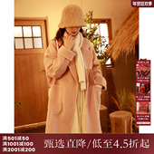 西町村屋双面呢女冬新款 设计感温柔风包边文艺长款 大衣HD8209016