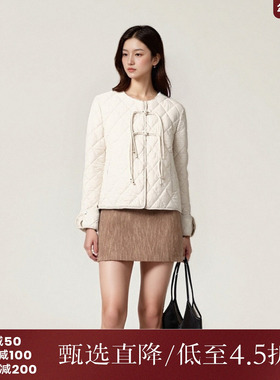 西町村屋90绒羽绒服女冬季新款无领气质国风感盘扣短款AD8205001