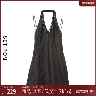 短款 气质无袖 裙子AA9502015 新款 西町村屋重工钉珠挂脖连衣裙夏季