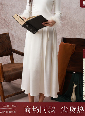 西町村屋新中式肌理长款摆裙女秋季新款国风气质半身裙XE9C10007