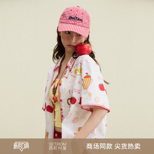 西町村屋趣味小狗印花短袖衬衣2026夏季新款衬衫含项链CCBB11054