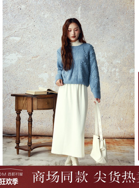 西町村屋休闲通勤简约直筒裙女秋冬新款气质长款半身裙XH9D10016