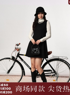 西町村屋简约细闪连衣裙女装秋冬新款气质无袖短款裙子XA9D10105