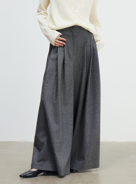 宅慧影西町村屋简约阔腿裤女装2026春新款气质压褶裤子ZZBA10831