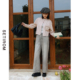 女装 春季 新款 西町村屋休闲简约直筒裤 复古高腰宽松裤 子XH9A10014