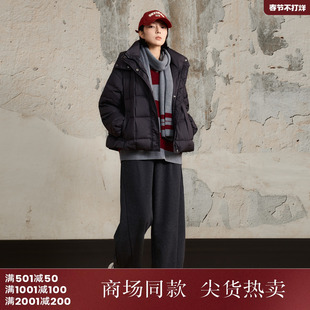 西町村屋休闲羽绒服女装2025冬新款连帽外套折叠可变包XHAD10279