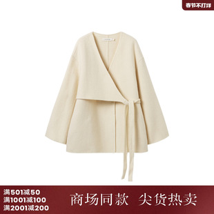 宅慧影西町村屋极简风外套女装2025冬新款气质感双面呢ZHAD10356