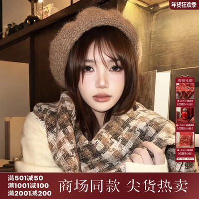 西町村屋韩系帽子女冬季新款柔感保暖氛围感百搭贝雷帽XHAD60009