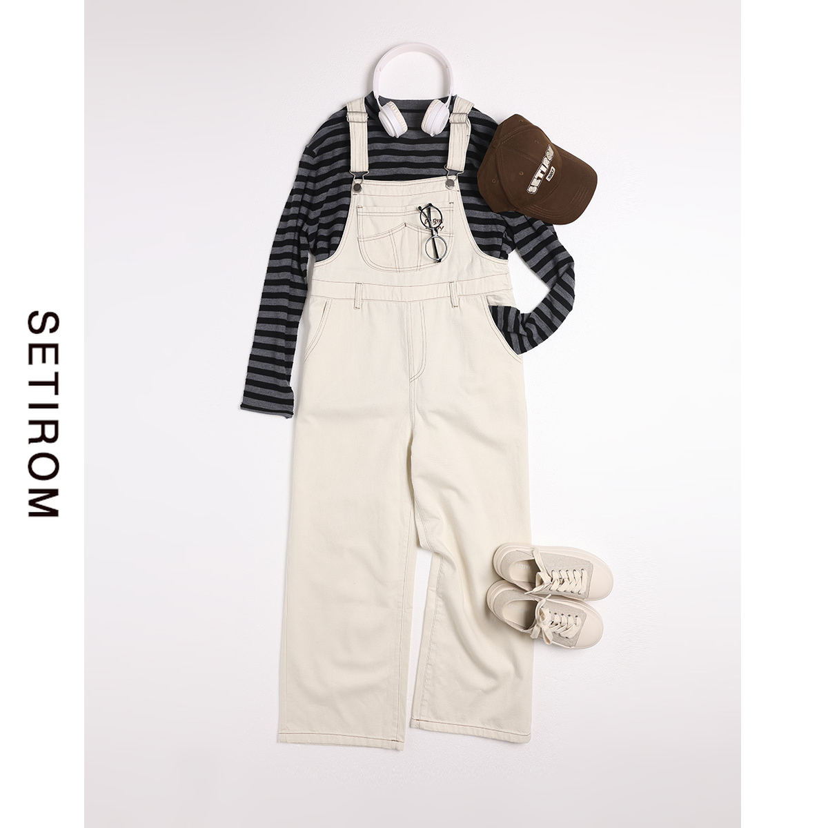 西町村屋休闲感明线百搭背带裤女