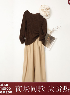 西町村屋慵懒感软糯针织衫女秋季新款休闲宽松低领毛衣XH9C10084