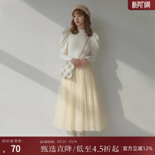 春季 女装 新款 气质感暗纹泡泡袖 AA9105003 西町村屋法式 打底衫 小衫