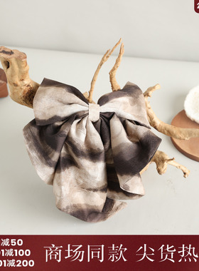西町村屋扎染水墨蝴蝶结发夹女新款气质百搭文艺发饰XHAA40067